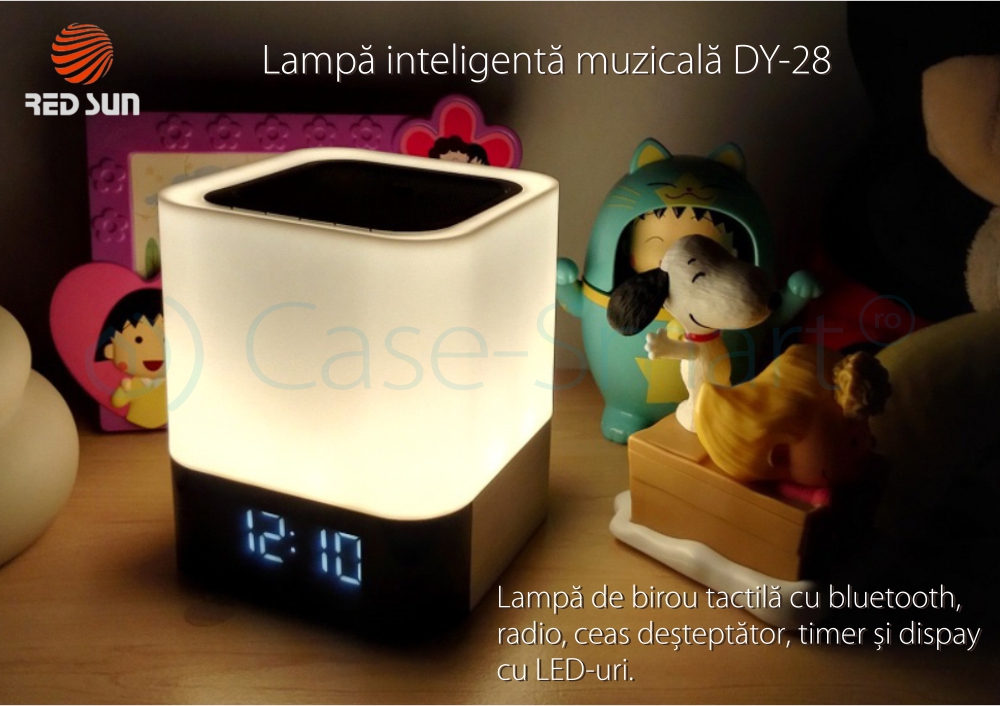 Boxa portabila si lampa Red Sun DY-28 cu touch, ceas alarma si Bluetooth