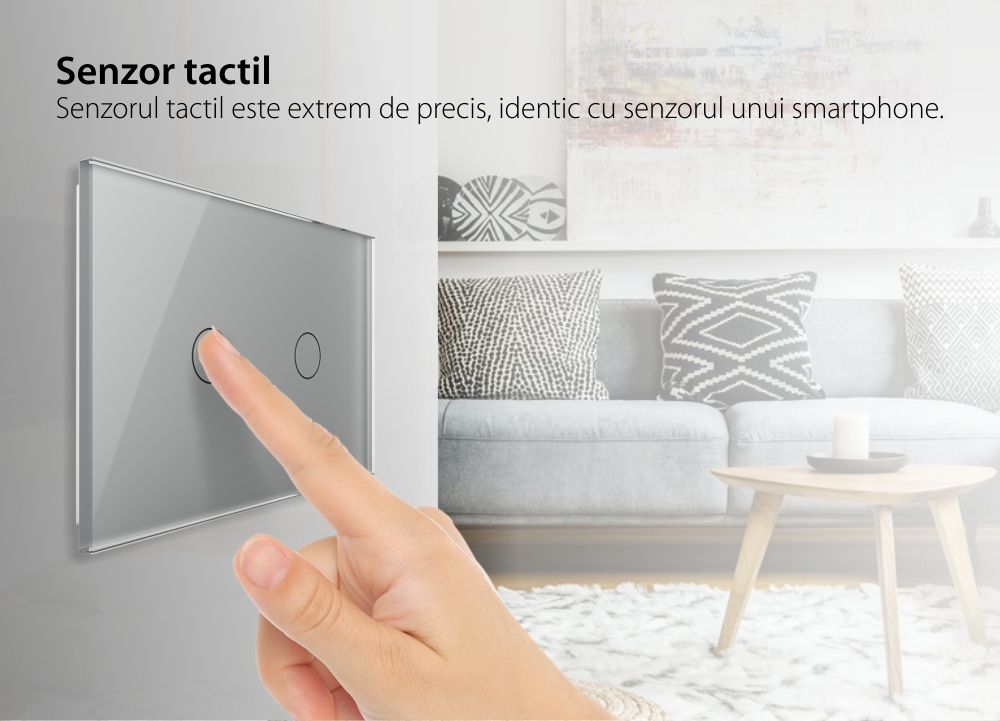 Intrerupator Dublu Cap Scara / Cruce Wireless LIVOLO cu Touch – Serie Noua