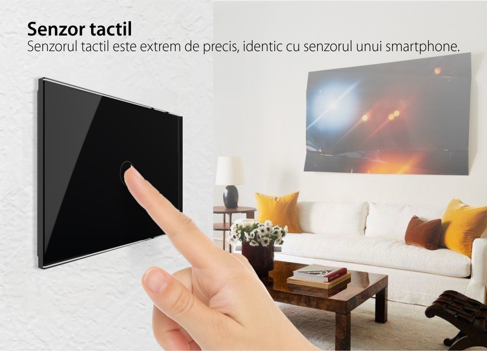 Intrerupator simplu wireless cu touch Livolo din sticla – standard italian