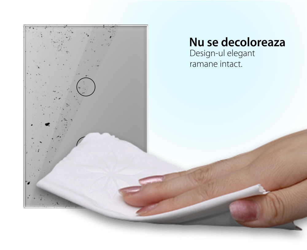 Intrerupator dublu cu touch Livolo din sticla, standard italian – Serie noua