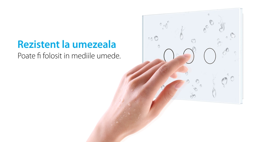 Intrerupator triplu cu touch Livolo din sticla, standard italian – Serie noua