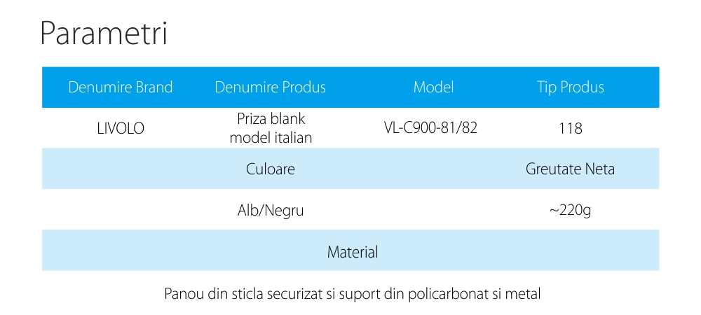 Priza blank – goala Livolo cu rama din sticla – standard italian