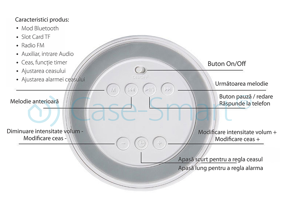 Boxa Red Sun M6 cu ceas, alarma si Bluetooth