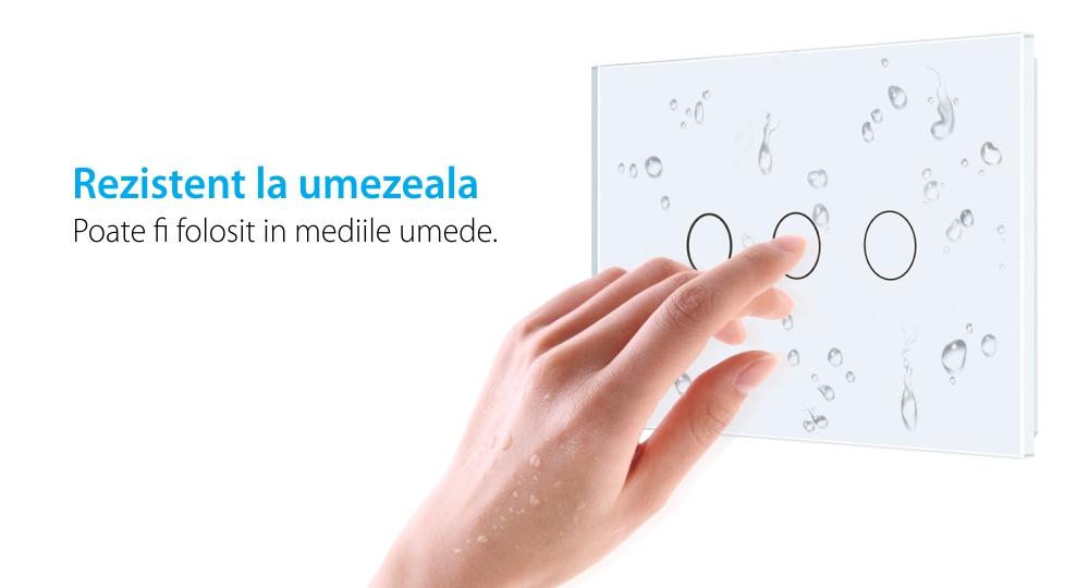 Intrerupator triplu wireless cu touch Livolo din sticla – standard italian