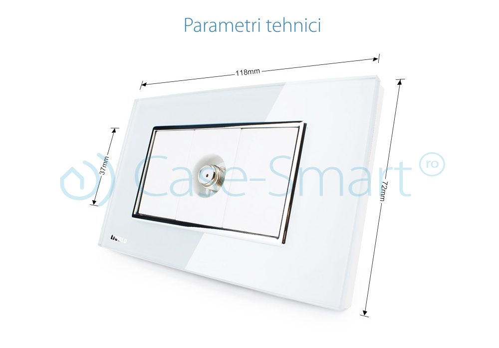 Priza TV satelit Livolo cu rama din sticla – standard italian