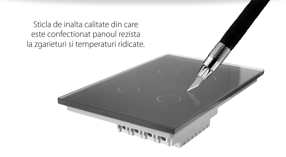 Intrerupator cvadruplu wireless cu touch Livolo din sticla – standard italian