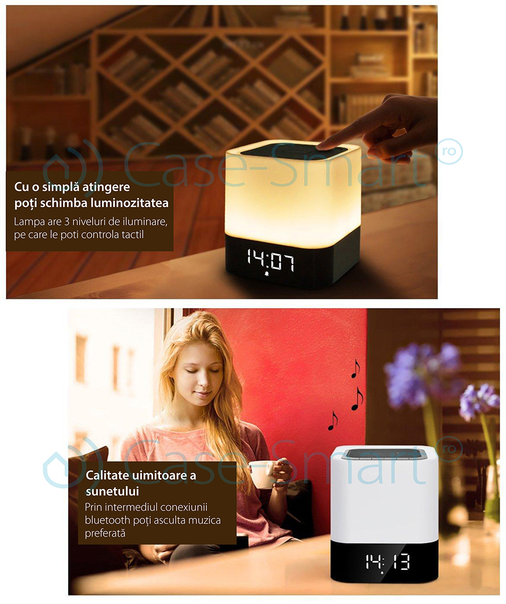 Boxa portabila si lampa Red Sun DY-28 cu touch, ceas alarma si Bluetooth