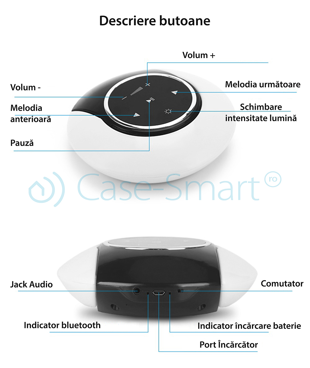 Boxa portabila Red Sun Moon Bay cu lampa cu LED, Bluetooth 4.0, RS-WBSL-07