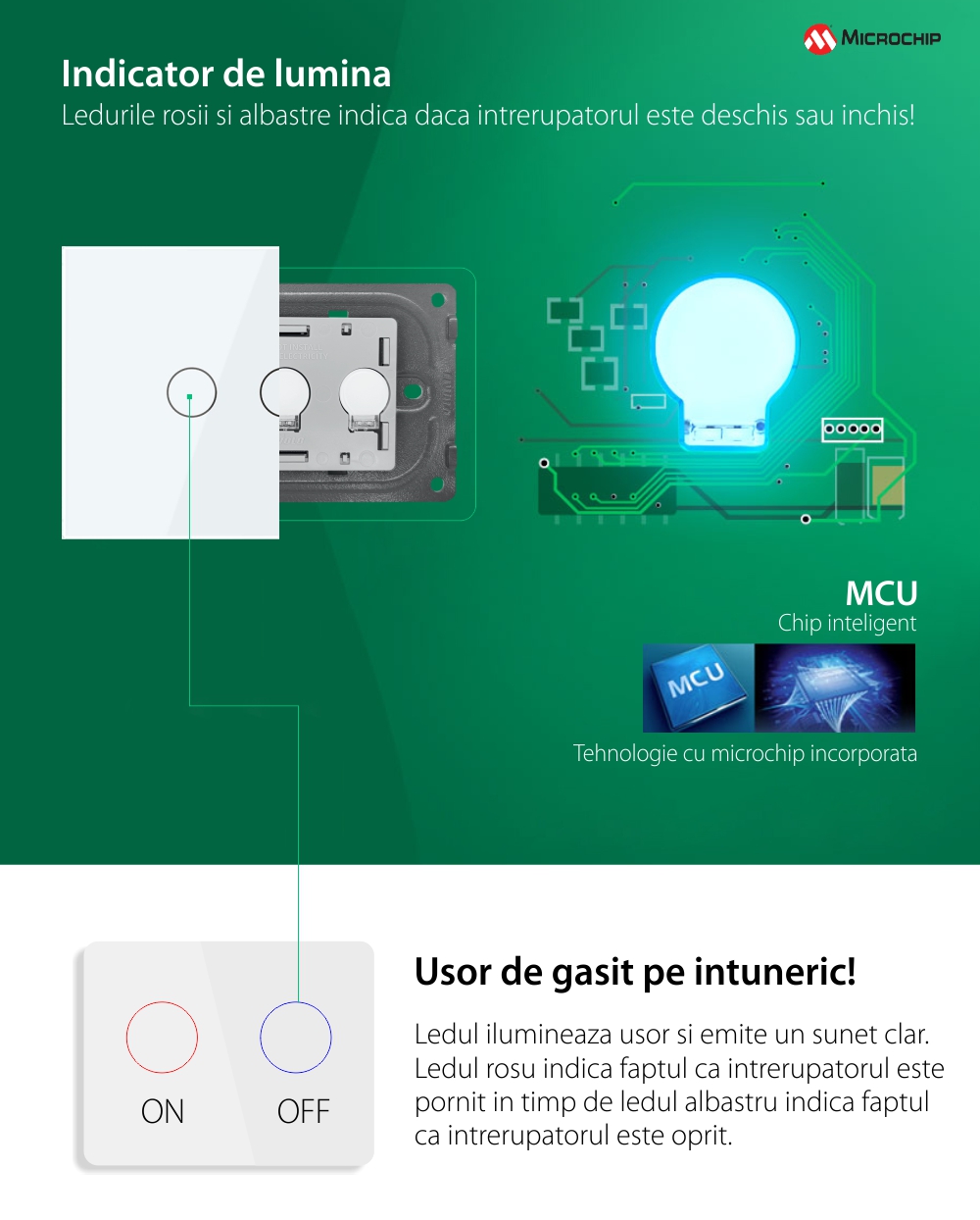 Intrerupator triplu wireless cu touch Livolo din sticla – standard italian