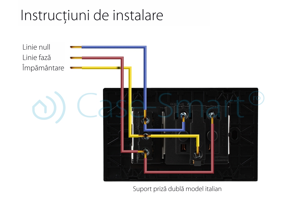 Priza dubla italiana Livolo cu rama din sticla – standard italian