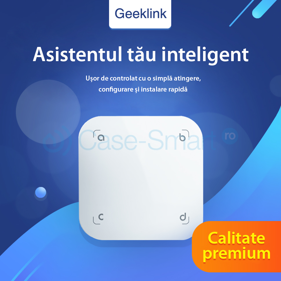 Telecomanda inteligenta touch cu 4 butoane, invatare scene Geeklink