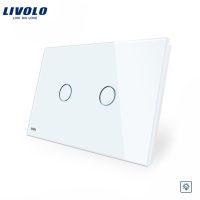 Intrerupator dublu cu variator cu touch Livolo din sticla – standard italian