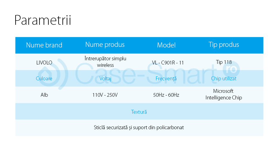 Intrerupator wireless cu touch Livolo din sticla si telecomanda inclusa-standard italian