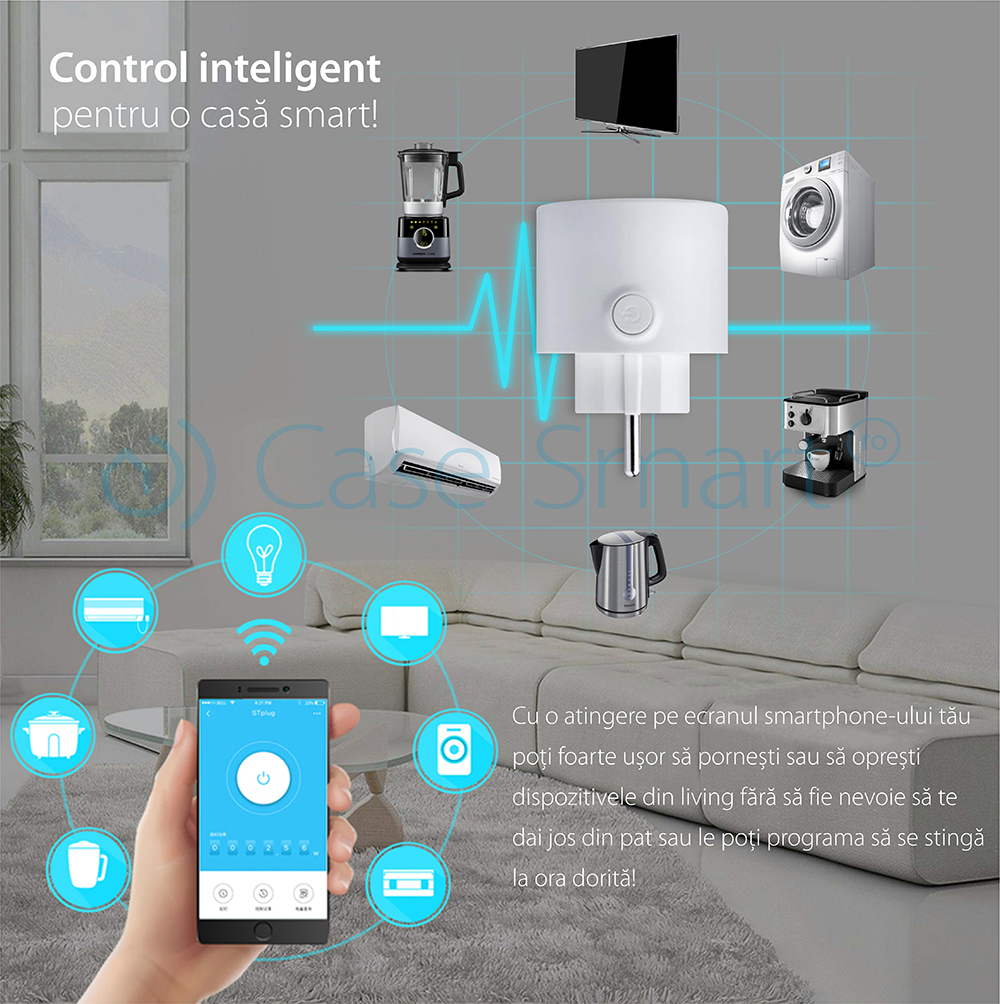 Priza inteligenta RedSun Wi-Fi rotunda EU – RS-M6, Control de pe telefonul mobil