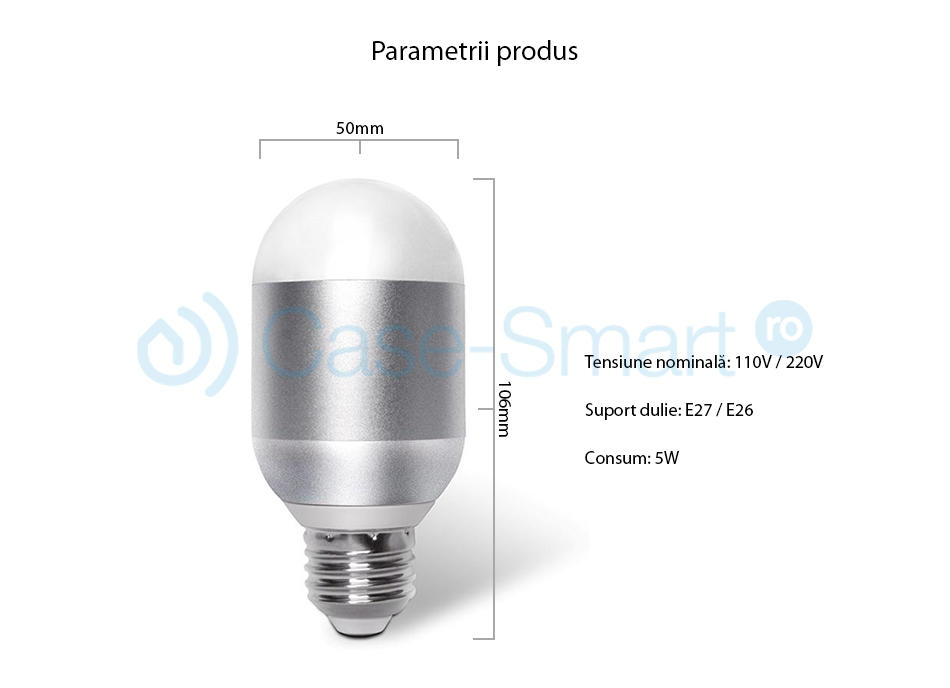 Bec LED wifi oval RGB Red Sun, control de pe aplicatie mobila Red Sun RS-P110-5W