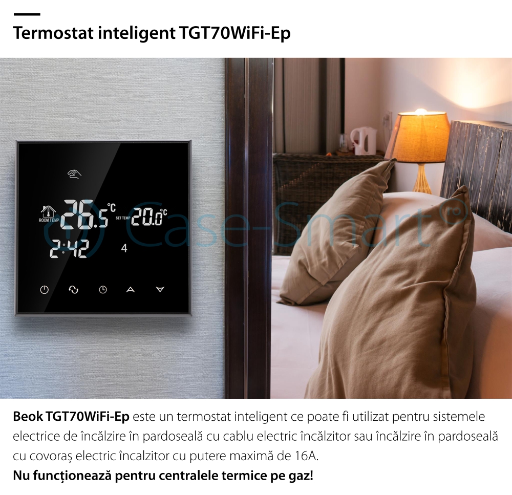 Termostat Wi-Fi pentru incalzirea electrica in pardoseala BeOK TGT70WIFI-EP, Aplicatia mobila Smart Life