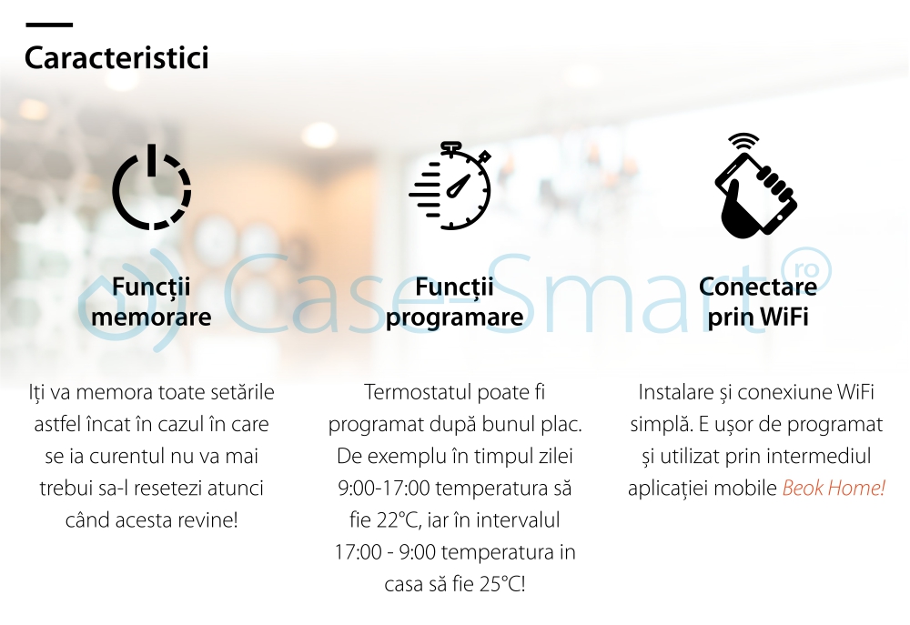 Termostat Wi-Fi pentru incalzirea electrica in pardoseala BeOk TDS23WIFI-EP, Tuya