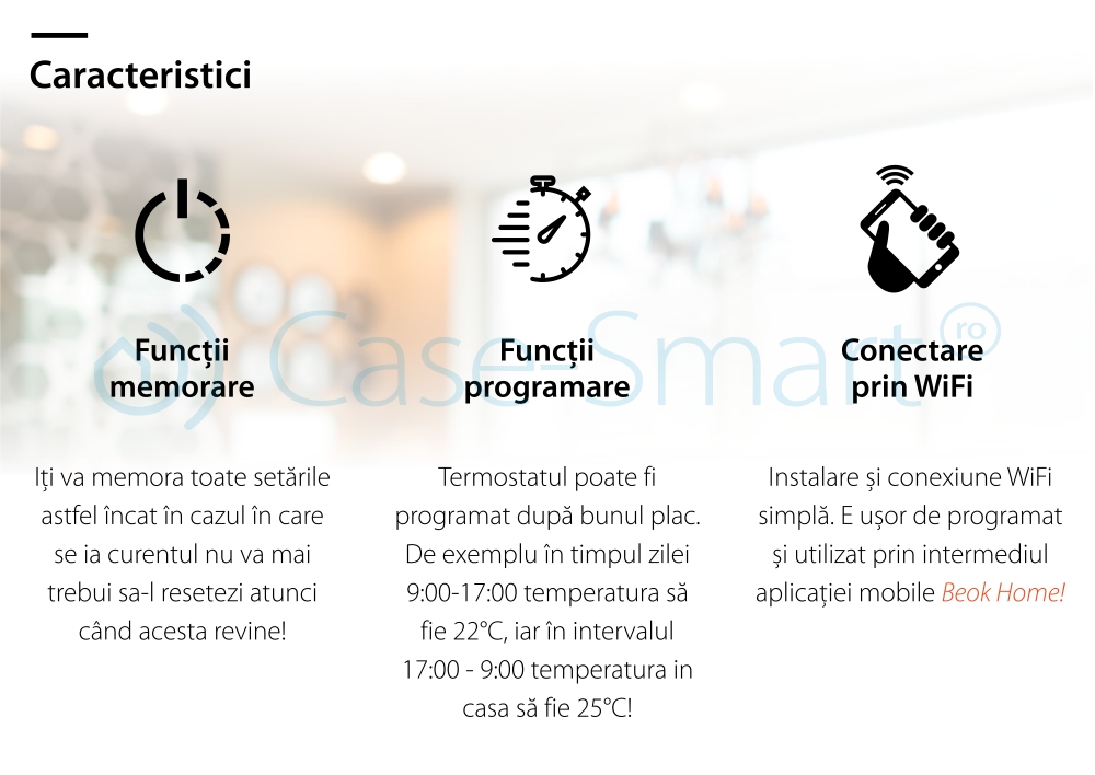 Termostat WiFi pentru centrala termica pe gaz si incalzire in pardoseala BeOk BOT-313WiFi