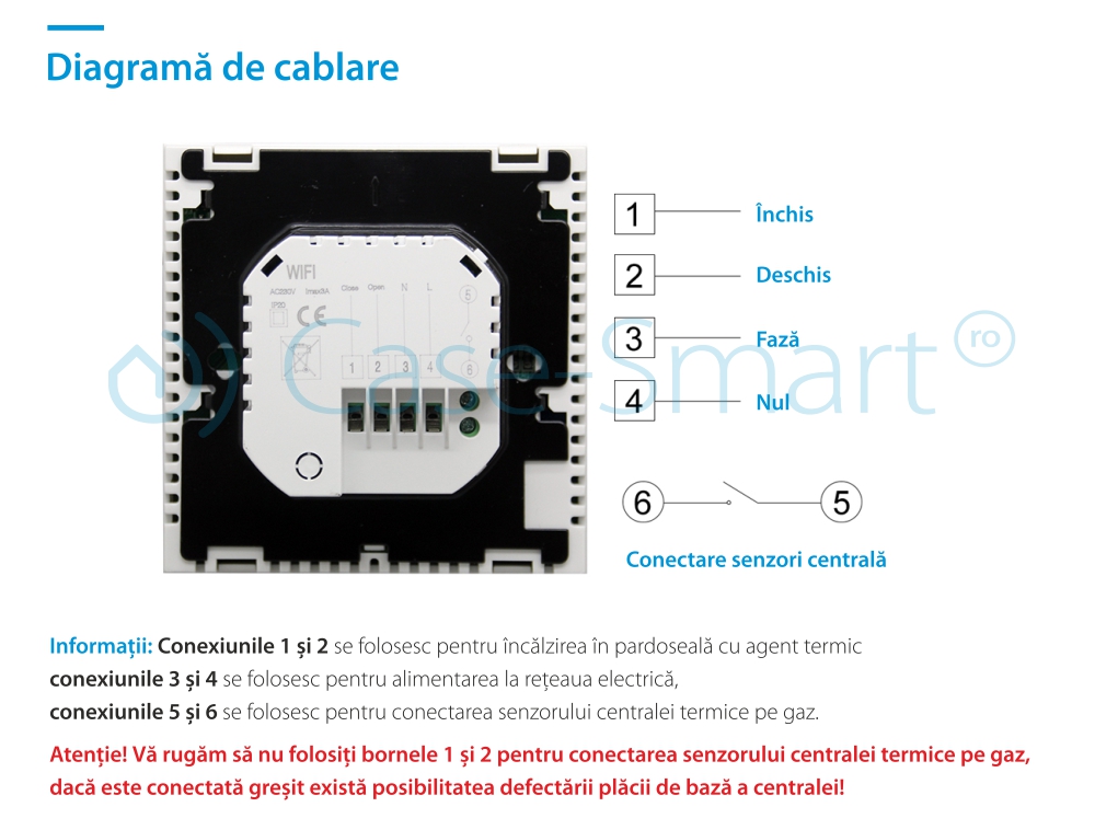 Termostat WiFi pentru centrala termica pe gaz si incalzire in pardoseala BeOk BOT-313WiFi