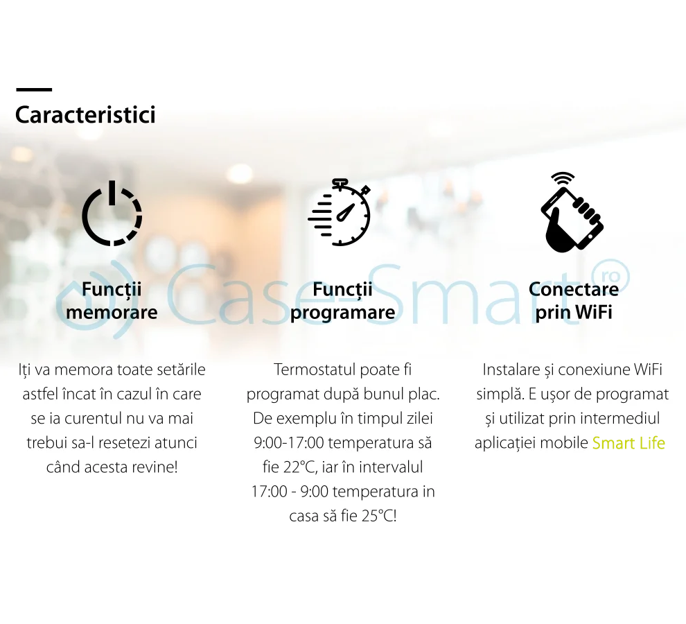 Termostat Wi-Fi pentru incalzirea electrica in pardoseala BeOK TGT70WIFI-EP, Aplicatia mobila Smart Life