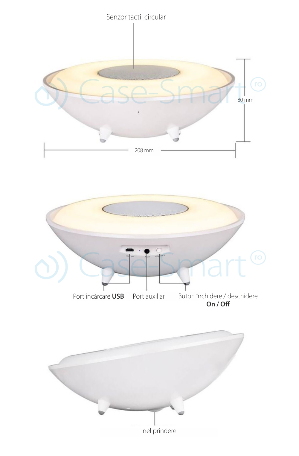 Boxa si lampa inteligenta ovala cu Bluetooth Red Sun RS-WBSL-X5