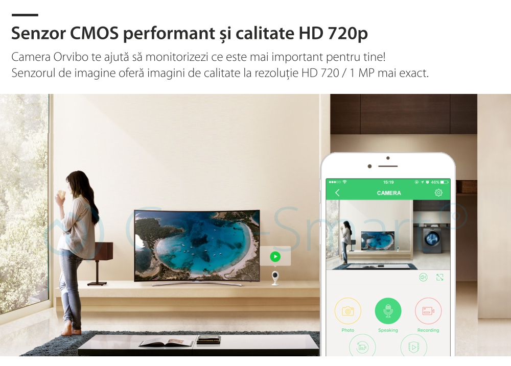 Camera de supraveghere inteligenta Wi-Fi Orvibo cu infrarosu