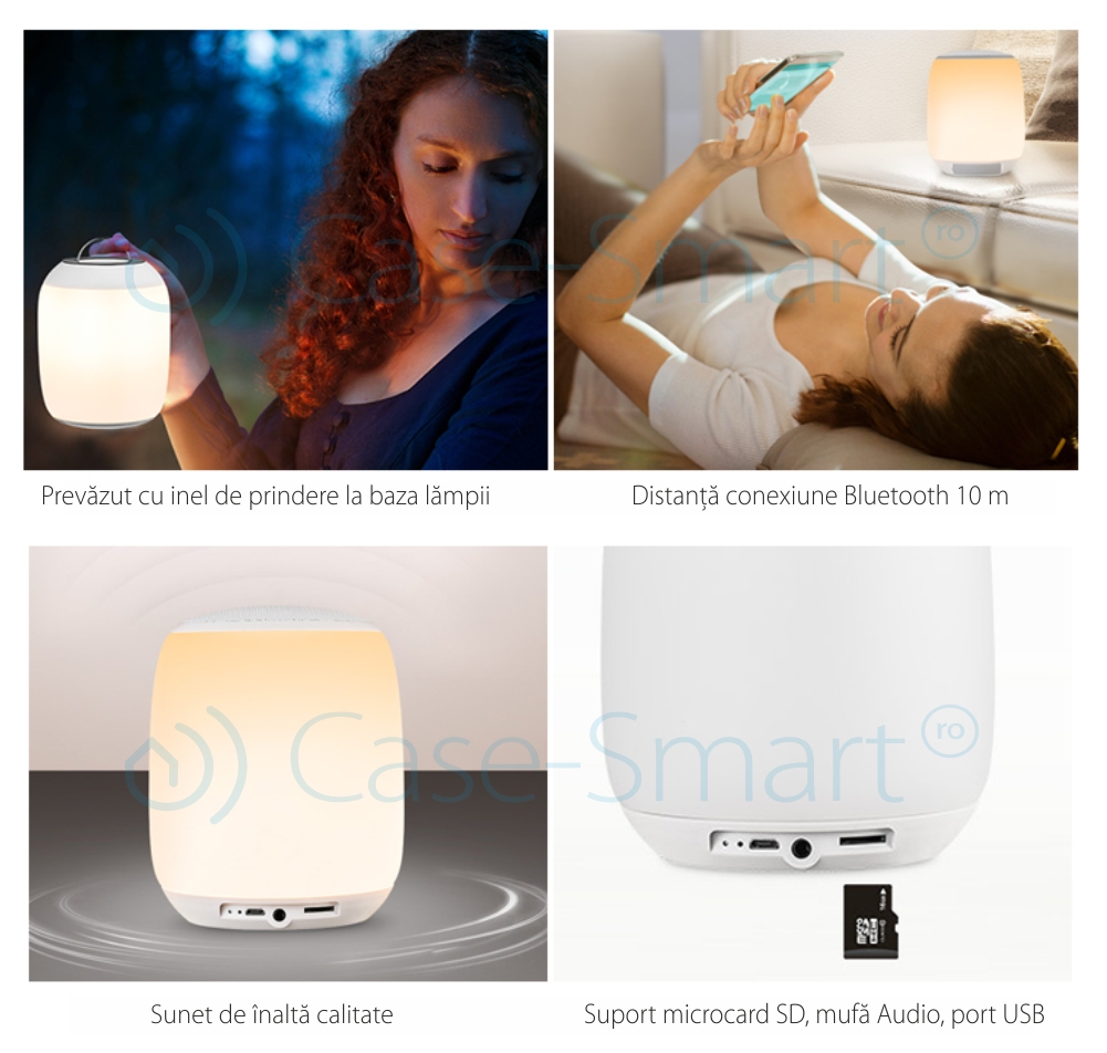 Boxa si lampa inteligenta cu touch portabila si bluetooth RedSun RS-WBSL-Q5