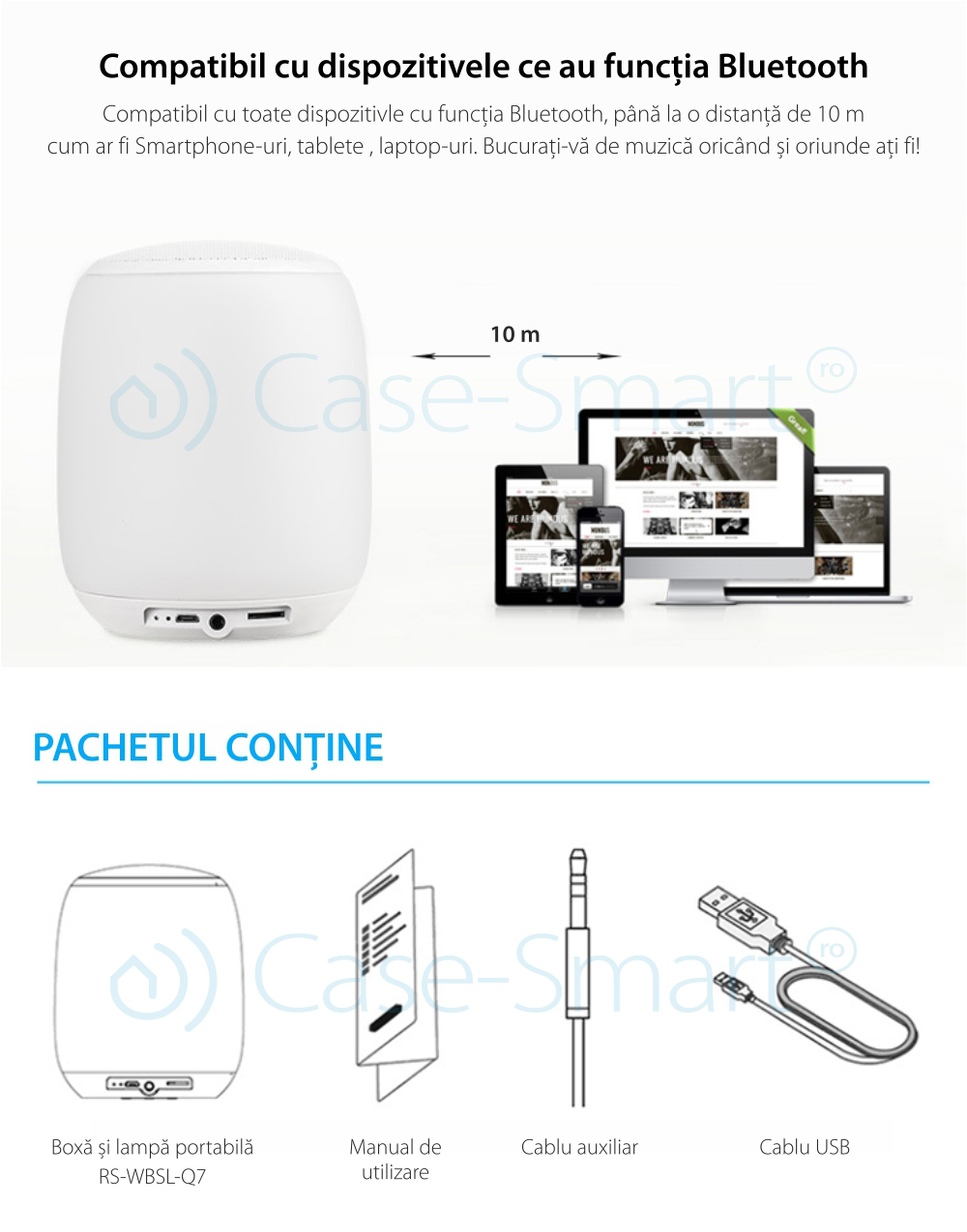 Boxa si lampa inteligenta cu touch portabila si bluetooth RedSun RS-WBSL-Q5