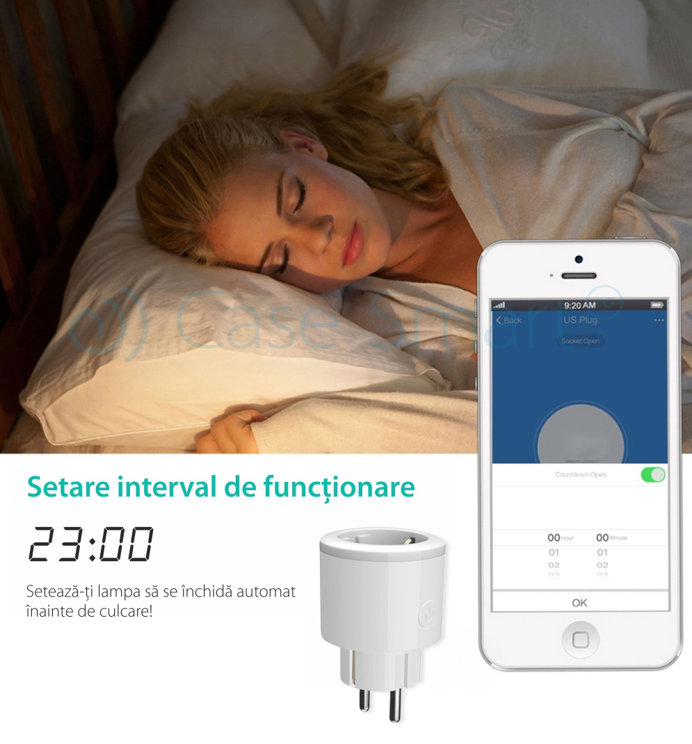 Priza inteligenta RedSun Wi-Fi cu monitorizare de energie si indicator led, Control de pe telefonul mobil