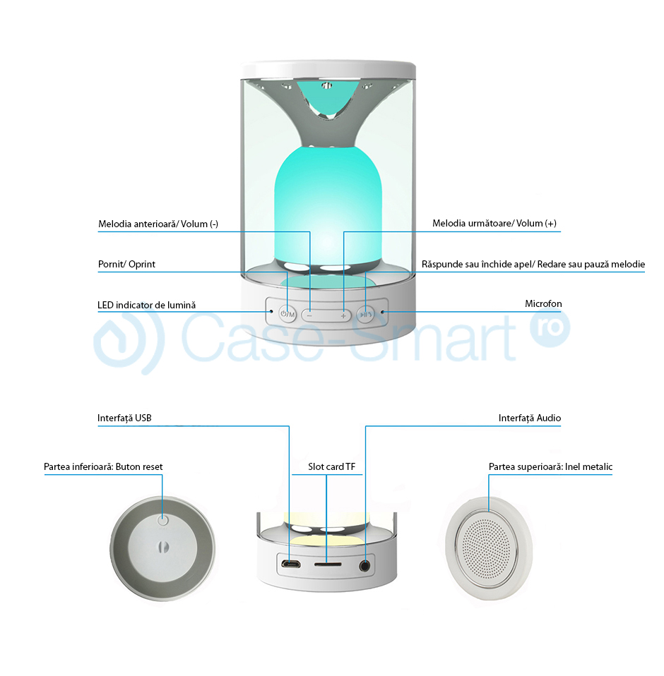 Lampa cu touch si boxa portabila RedSun RS-WBSL-C08