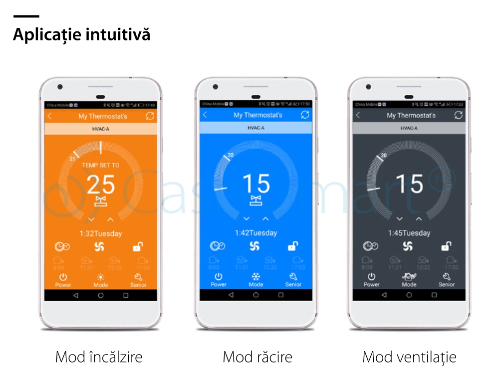 Termostat cu fir pentru aer conditionat BeOk TDS21WIFI-AC2, Control de pe telefonul mobil, Compatibil cu sisteme HVAC