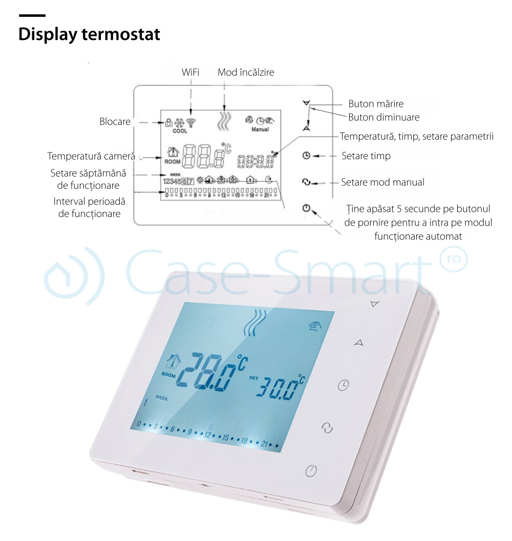 Termostat pentru centrala termica pe gaz si incalzire in pardoseala BeOK BOT-X306