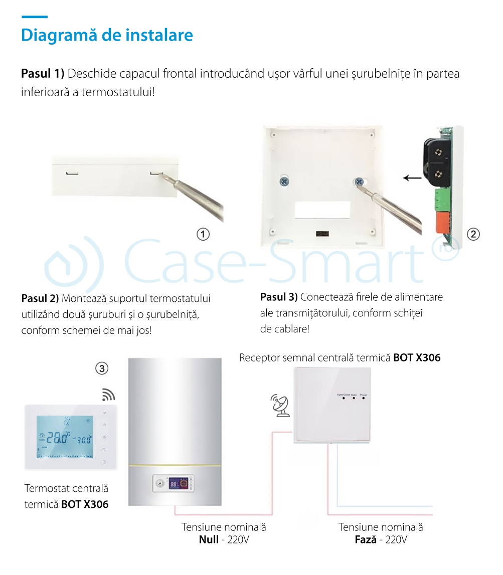 Termostat pentru centrala termica pe gaz si incalzire in pardoseala BeOK BOT-X306