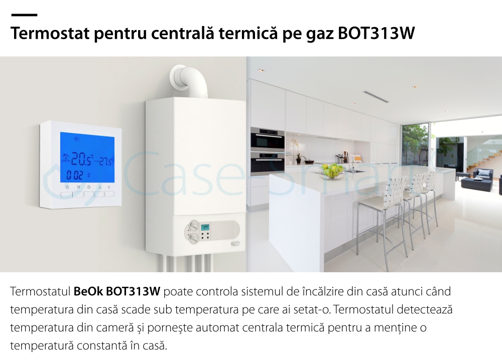 Termostat pentru centrala termica pe gaz si incalzire in pardoseala BeOK BOT-313W