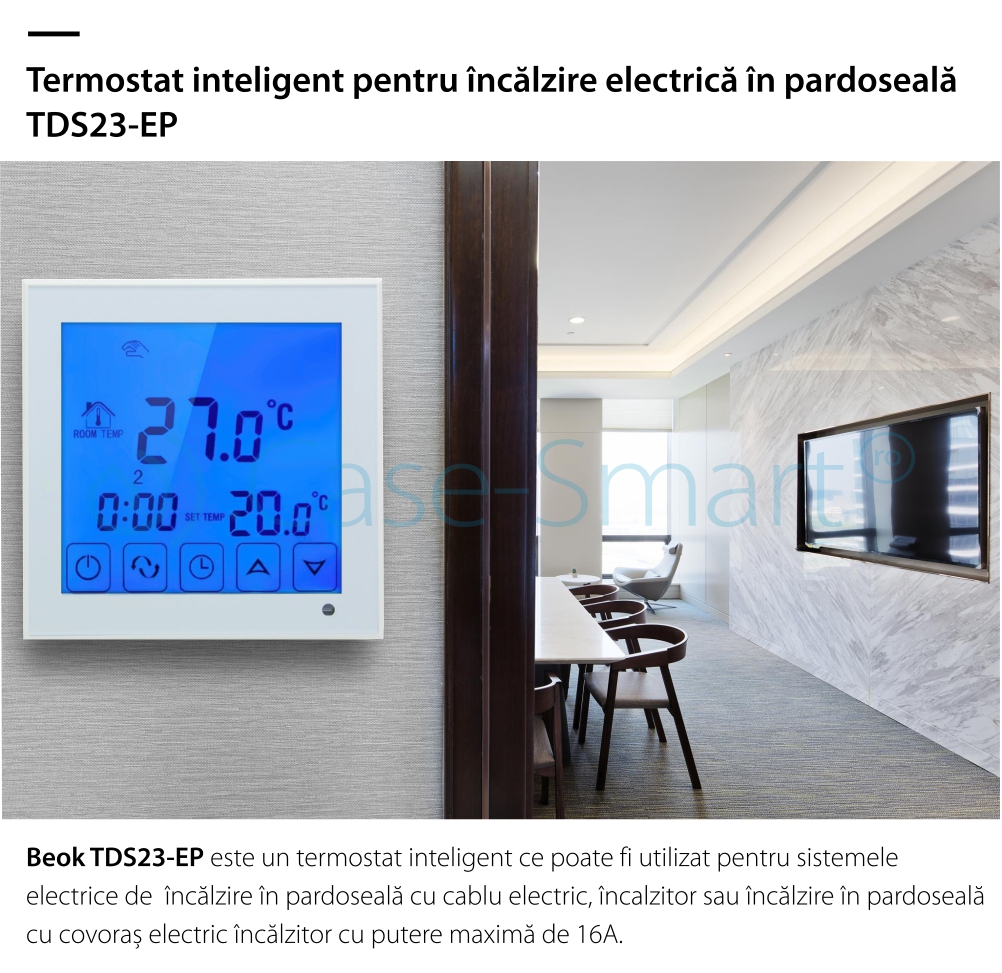 Termostat pentru incalzirea electrica in pardoseala BeOK TDS23-EP