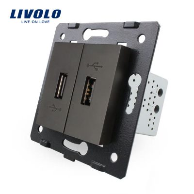 Priza Dubla USB Livolo culoare neagra