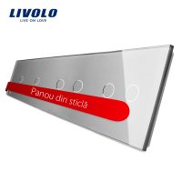 Panou intrerupator simplu+simplu+dublu+dublu cu touch LIVOLO din sticla culoare gri