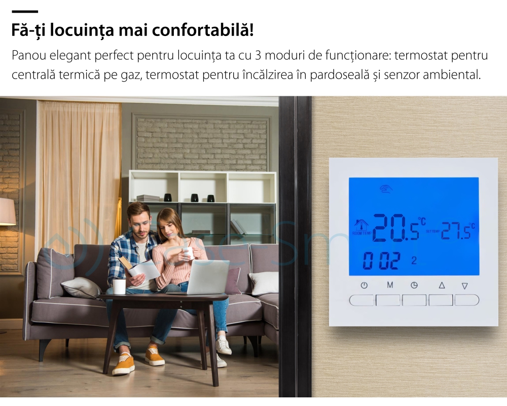 Termostat pentru centrala termica pe gaz si incalzire in pardoseala BeOK BOT-313W