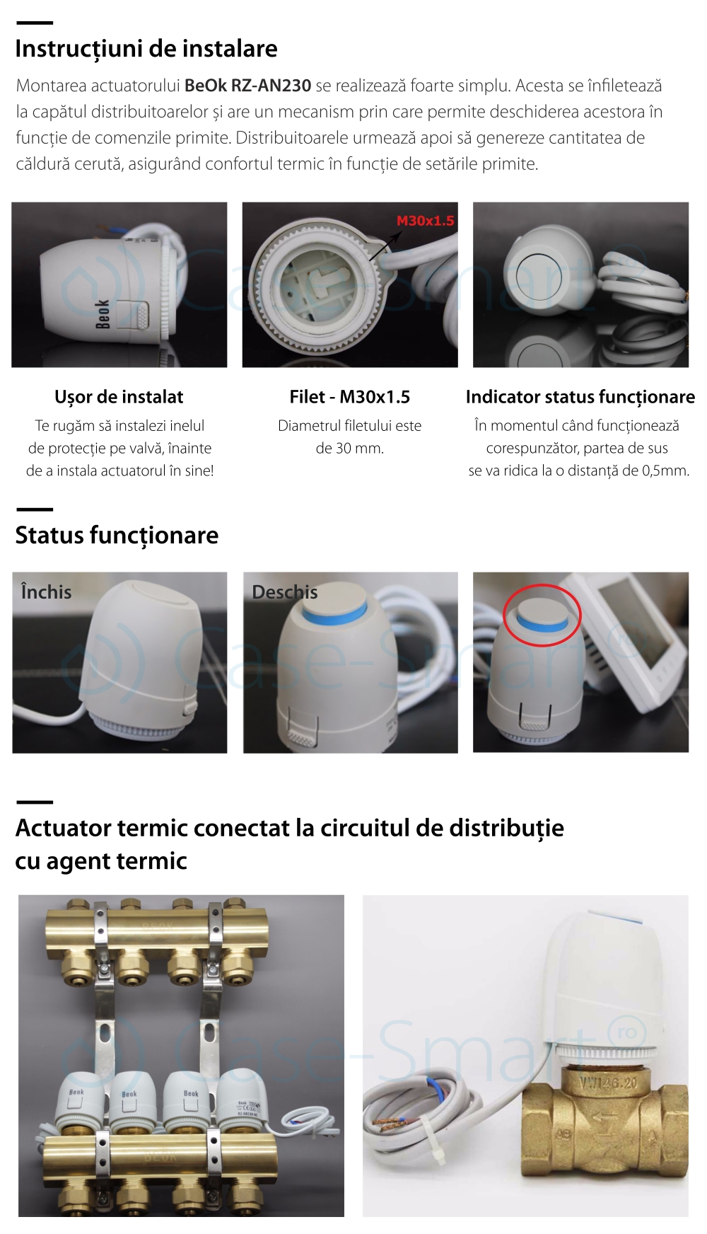 Actuator termic normal inchis BeOk RZ-AN230-NC