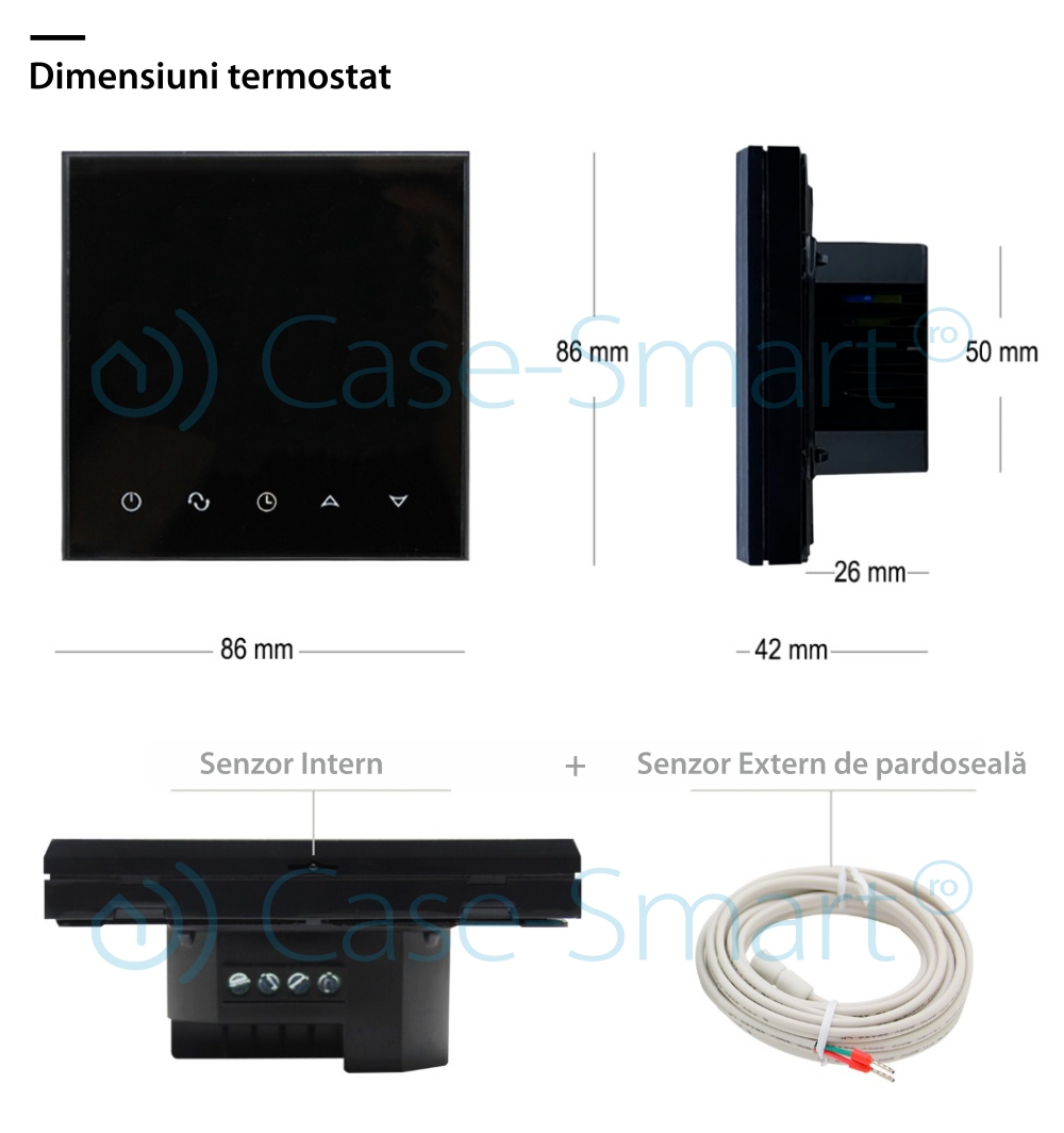 Termostat pentru incalzirea electrica in pardoseala BeOK TGT70-EP