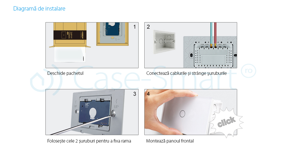 Intrerupator dublu wireless cu touch Livolo din sticla si telecomanda inclusa-standard italian