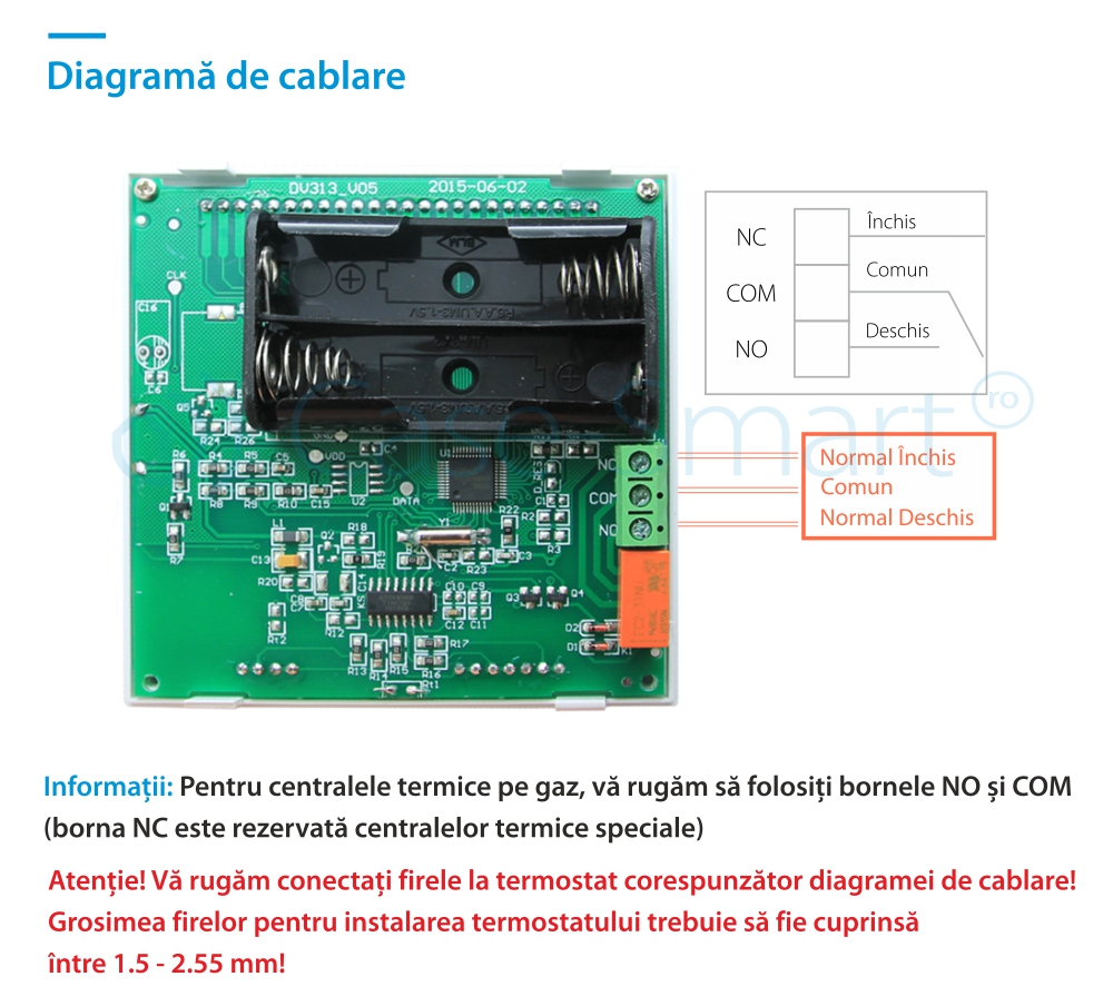 Termostat pentru centrala termica pe gaz si incalzire in pardoseala BeOK BOT-313W