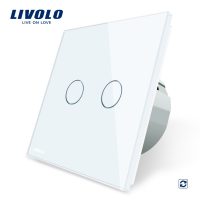 Intrerupator dublu cu revenire (reset) Livolo cu touch din sticla