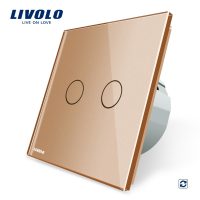 Intrerupator dublu cu revenire (reset) Livolo cu touch din sticla