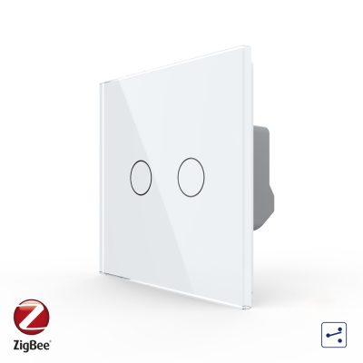 Intrerupator Dublu Cap Scara / Cruce cu Touch LIVOLO din Sticla – protocol ZigBee, Serie Noua