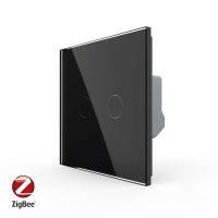 Intrerupator Dublu cu Touch Livolo din Sticla – protocol ZigBee, Serie Noua culoare neagra