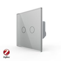 Intrerupator Dublu cu Touch Livolo din Sticla – protocol ZigBee, Serie Noua culoare gri