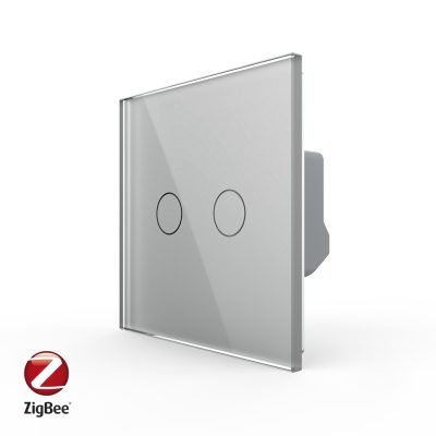 Intrerupator Dublu cu Touch Livolo din Sticla – protocol ZigBee, Serie Noua culoare gri