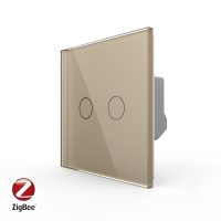 Intrerupator Dublu cu Touch Livolo din Sticla – protocol ZigBee, Serie Noua culoare aurie