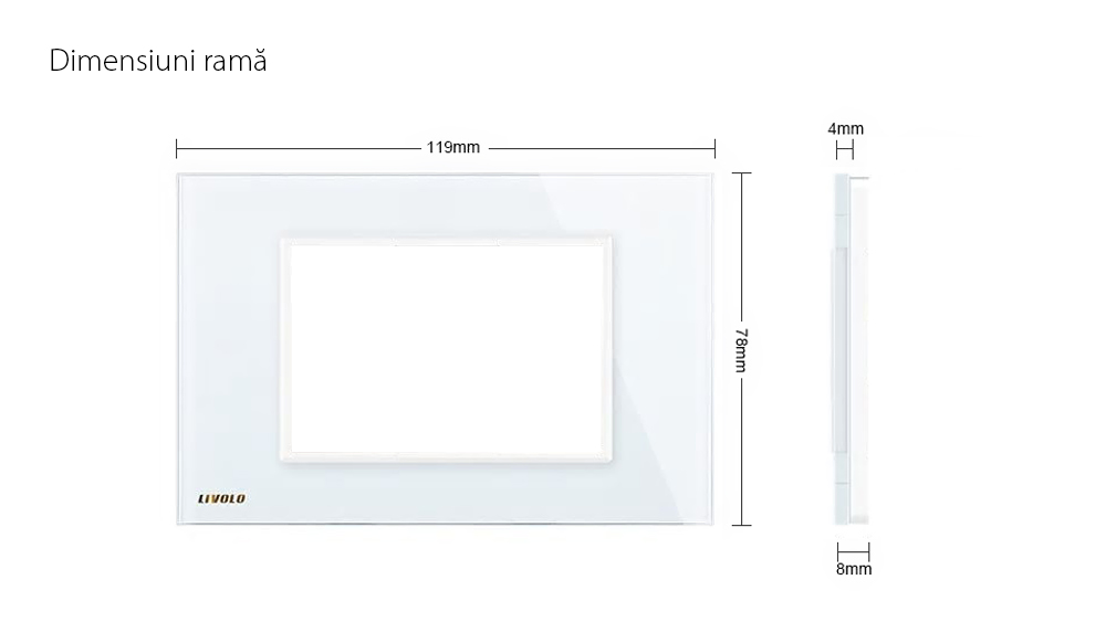 Rama priza tripla LIVOLO din sticla – standard italian